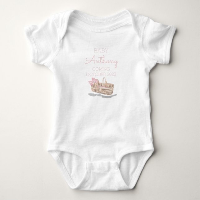 Ankündigung von Nachnamen Baby-Aktionskorb Pink Cu Baby Strampler (Vorderseite)