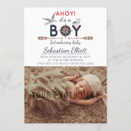 Ankündigung von Nautical Sailboat Ahoy Baby Boy Fo