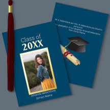 Ankündigung von Navy Blue and Gold Foto Abschluss