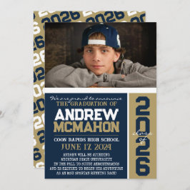 Ankündigung von Navy & Bronze Modern Abschluss Fot