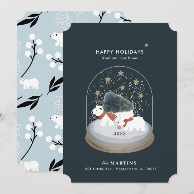 Ankündigung von Polar Bears Snow Globe Urlaub (Vorne/Hinten)