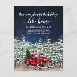 Ankündigung von Red Christmas Truck Holiday Moving Postkarte