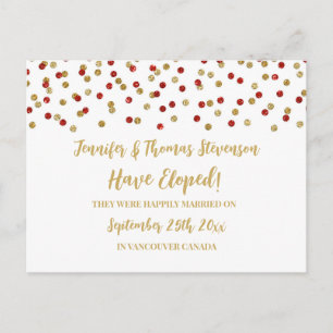 Ankündigung von Red Gold Confetti Elopement