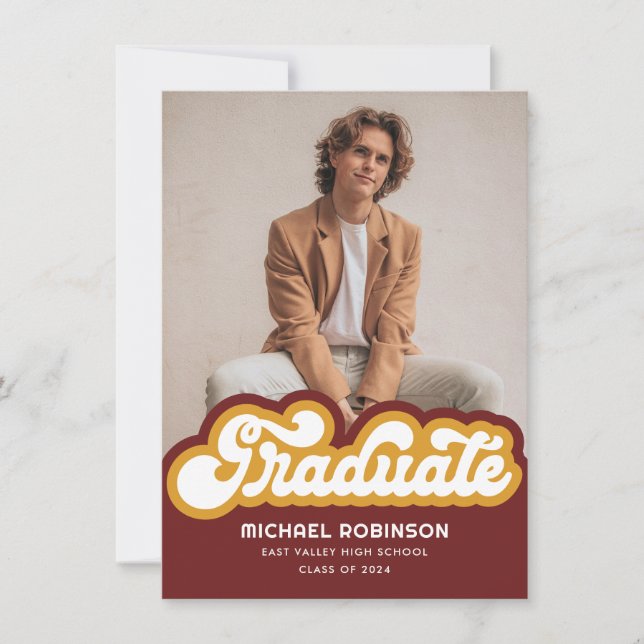 Ankündigung von Red Gold Retro Graduate Foto (Vorderseite)