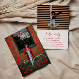 Ankündigung von Red Modern Graduation Einladungen