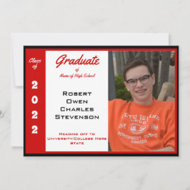 Ankündigung von Red White Black Foto Abschluss