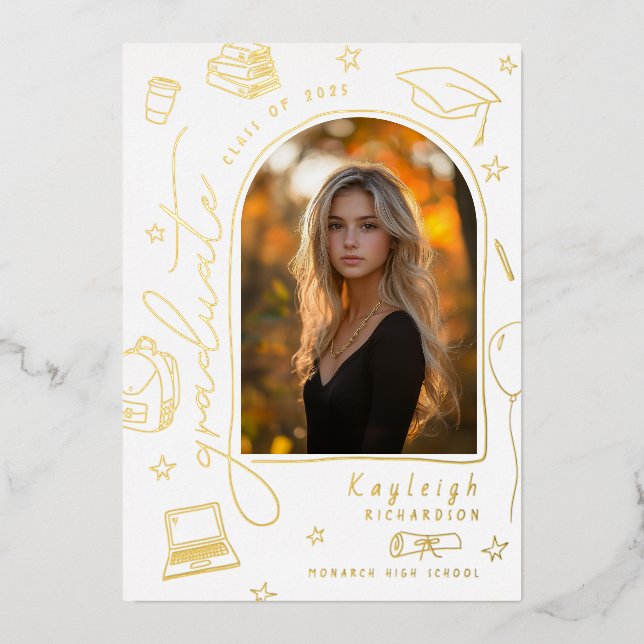 Ankündigung von Retro Gold Foil Foto Abschluss (Vorderseite)
