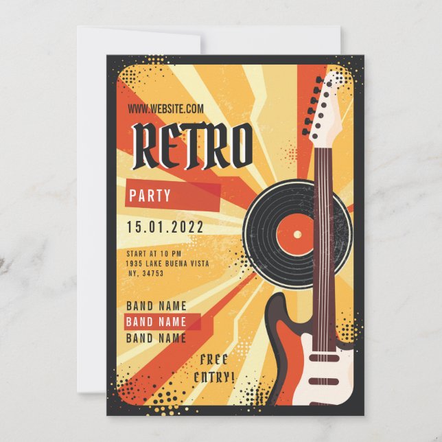 Ankündigung von Retro Music Party Flyer (Vorderseite)