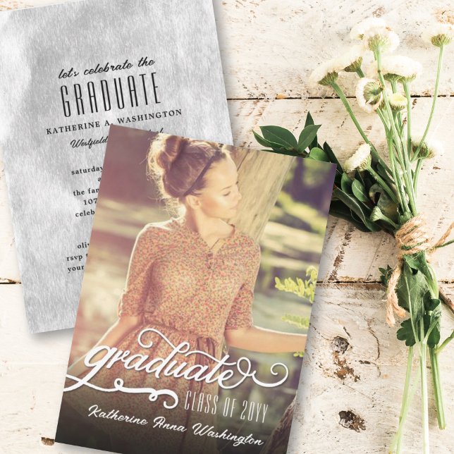 Ankündigung von Romantic Script Foil Abschluss Fot (Von Creator hochgeladen)