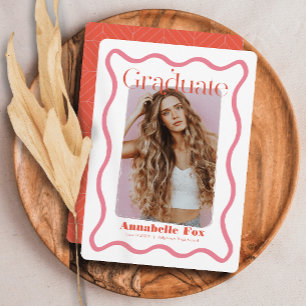 Ankündigung von Rosa Wavy Frame Foto Abschluss