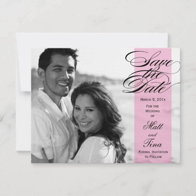 Ankündigung von Skript Save the Date Foto - Rosa (Vorderseite)