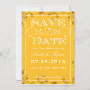 Ankündigung von Sonnenblumen Save the Date Foto