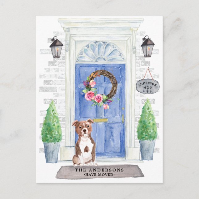 Ankündigung von Staffordshire Bull Terrier Moving Postkarte (Vorderseite)