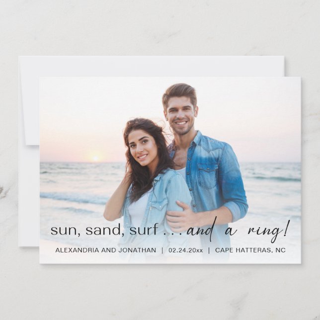 Ankündigung von Sun Sea Surf Foto Verlobung (Vorderseite)