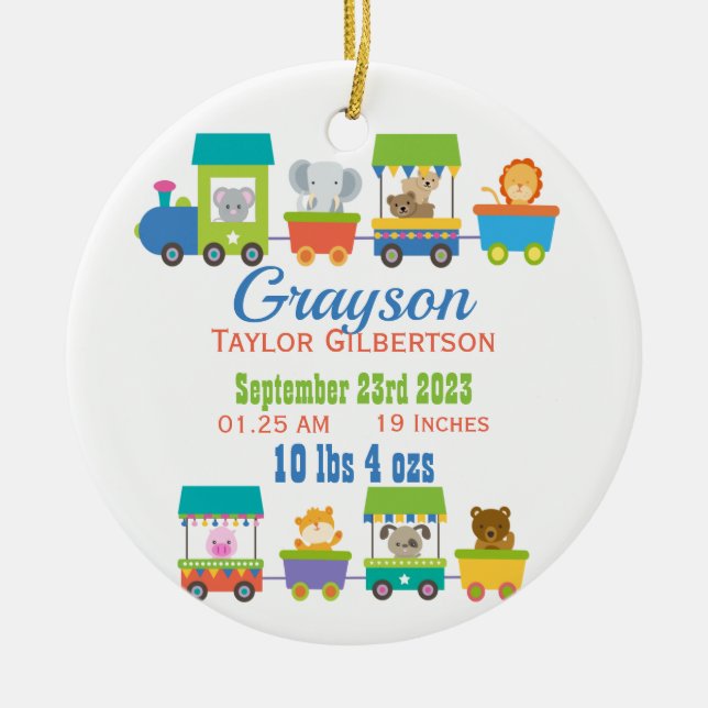 Ankündigung von süße Tier Train Baby Keramik Ornament (Vorne)