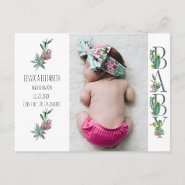 Ankündigung von Sweet Cactus Neutral Baby Birth Fo Postkarte