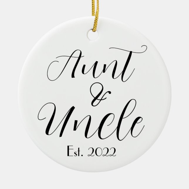 Ankündigung von Tante & Onkel Keramik Ornament (Vorne)