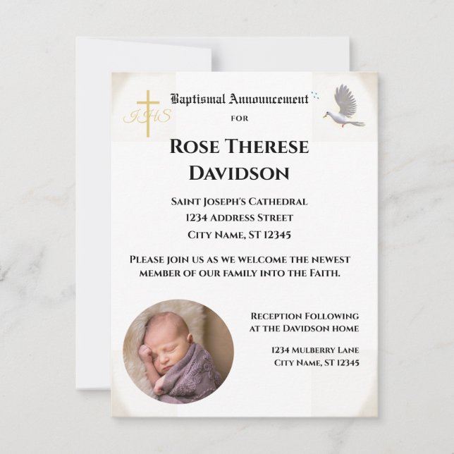 Ankündigung von Taufen Foto (Vorderseite)