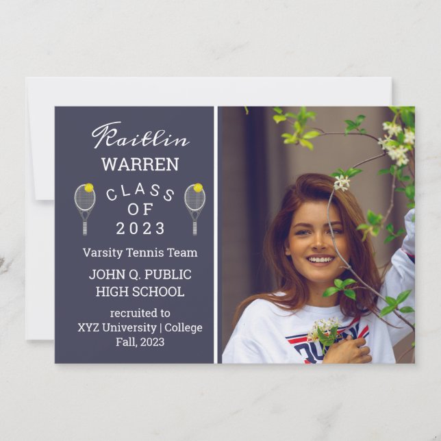 Ankündigung von Tennis Player Foto Abschluss (Vorderseite)