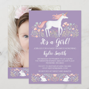 Ankündigung von Unicorn Floral Baby Shower