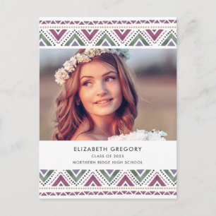 Ankündigung von Watercolor Boho Foto Abschluss Postkarte