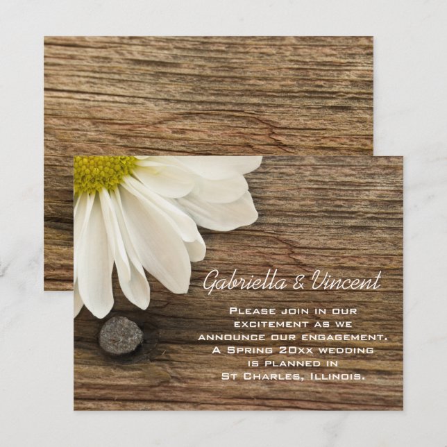 Ankündigung von White Daisy und Barn Wood Verlobun (Vorne/Hinten)