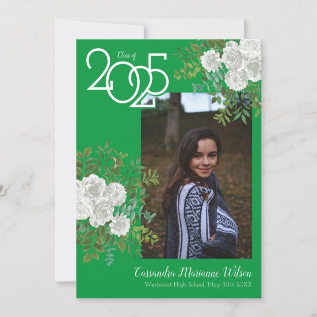 Ankündigung von White Rose Green Foto Abschluss (Vorderseite)