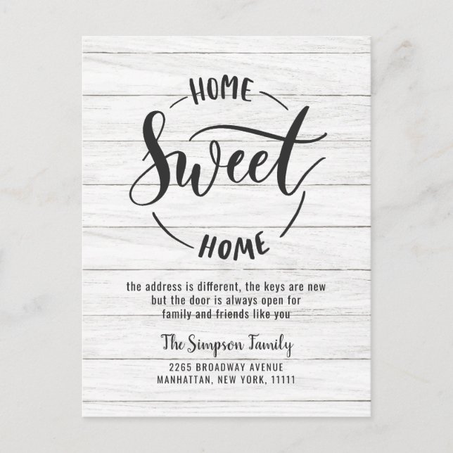 Ankündigung von Zuhause Sweet Zuhause Moving Postkarte (Vorderseite)