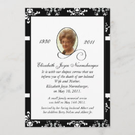 Ankündigung zum Tod des Fotos in Schwarz und Weiß