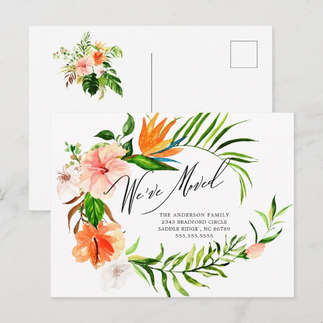 Ankündigung zum Tropischen Hibiskus Postkarte (Vorne/Hinten)