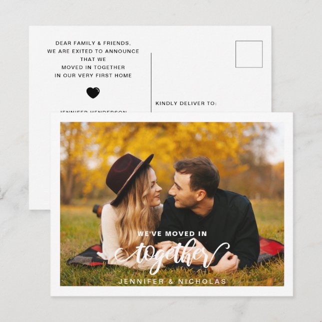 Ankündigung zum Umzug von Couple Foto House Postkarte (Vorne/Hinten)