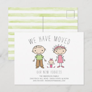 Ankündigung zum Umzug von niedlichen Strichmännche