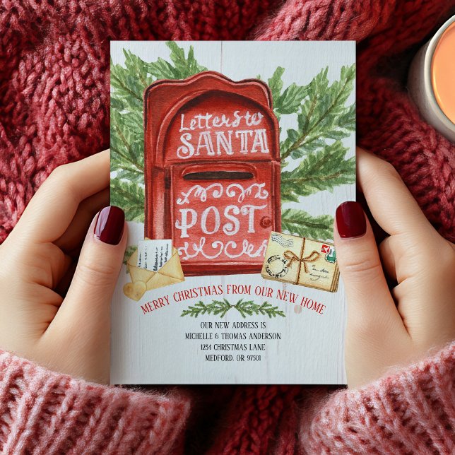 Ankündigung zum Verschieben der Vintagen Mailbox P (Christmas Moving Postcard)
