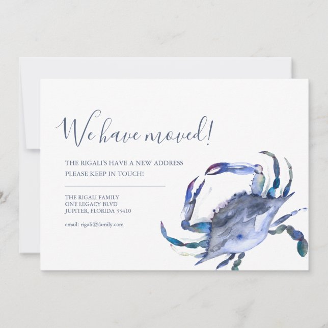 Ankündigung zur Änderung der Adresse Blue Crab Mov (Vorderseite)