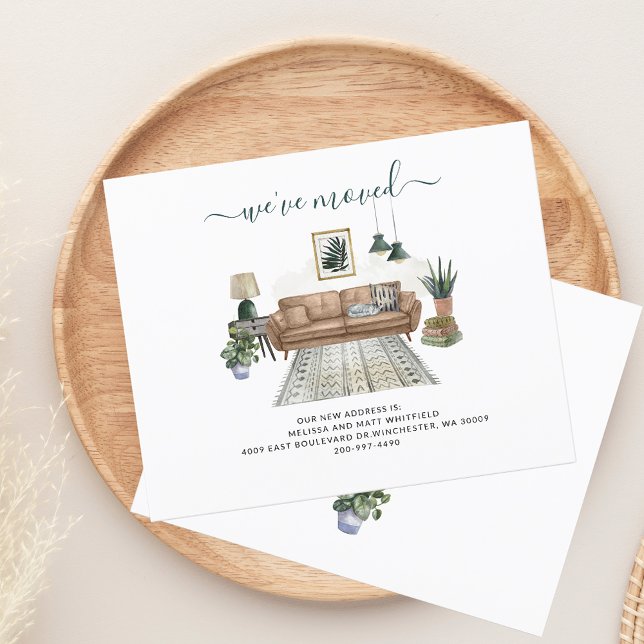 Ankündigung zur Änderung der Adresse Boho Moving (Moving Announcement Boho Chic Living Room Change of Address)