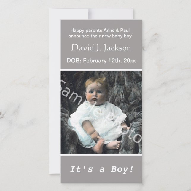 Ankündigung zur grauen Geburt eines Kindes. Fügen  (Vorderseite)