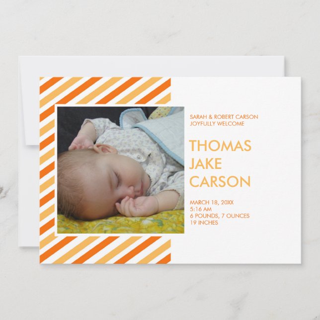 Ankündigung zur orangefarbenen Geburt (Vorderseite)