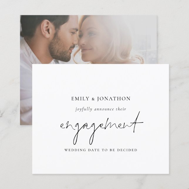 Ankündigung zur Verlobung Minimalistischer Fotos (Vorne/Hinten)