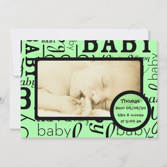 Ankündigungen für das Foto von grünen Babys mit in (Vorderseite)
