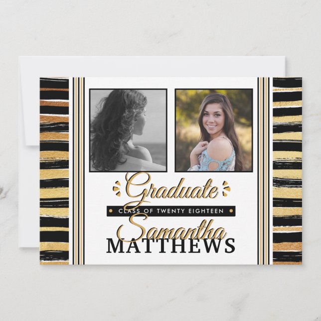 Ankündigungen zur Trendy Typografy Foto Graduation (Vorderseite)