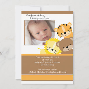Ankündigungskarte für Löwen, Tiger & Bär Foto Ankündigung
