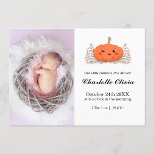 Ankündigungskarte für Pumpkin-Baby-Geburt