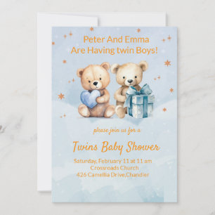 Ankündigungskarte für Twin Baby Boys