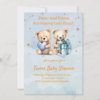 Ankündigungskarte für Twin Baby Boys