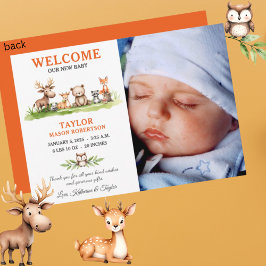 Ankündigungskarte für Woodland Animals Baby Boy Fo