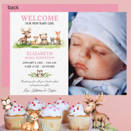 Ankündigungskarte für Woodland Animals Baby Girl F