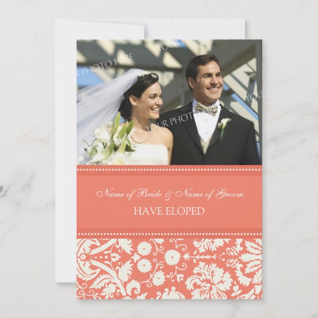 Ankündigungskarten für Coral Damask Foto Ankündigung (Vorderseite)