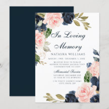 Ankündigungsservice für Blush & Navy-Floral-Gedenk