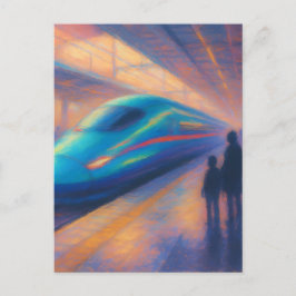 Ankunft des Hochgeschwindigkeitszuges - Pastell-Ma Postkarte