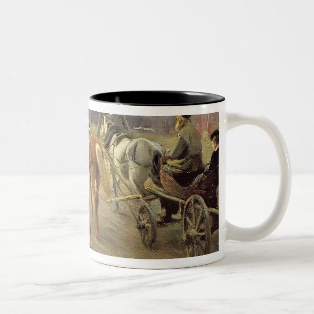 Ankunft einer Lehrerin im Land Zweifarbige Tasse (Rechts)